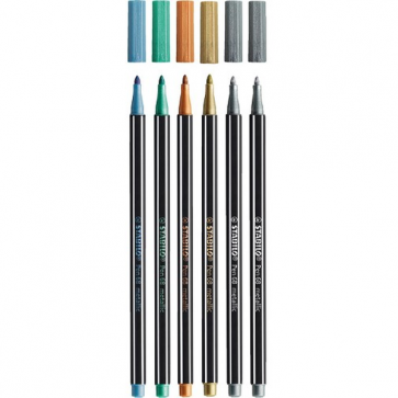 Markerek Stabilo Pen 68 Metallic, színkeverék, 6 db