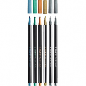 Markerek Stabilo Pen 68 Metallic, színkeverék, 6 db