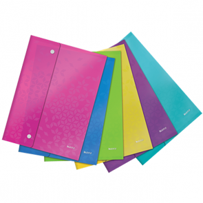 Műanyag irattartó tasak patentos, Leitz WOW, A4, vegyes színek, 6 db